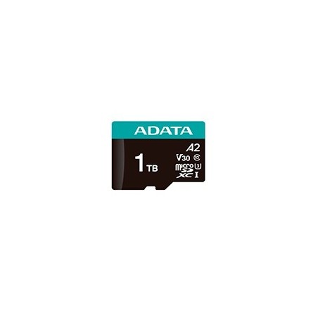 MEMORIA ADATA MICRO SDXC/SDHC 1TB UHS-I VIDEOVIGILANCIA 24/7 100MB/85MB 4K CLASE 10 U3 V30 A2 C/ADAPTADOR (AUSDX1TUI3V30SA2-RA1)