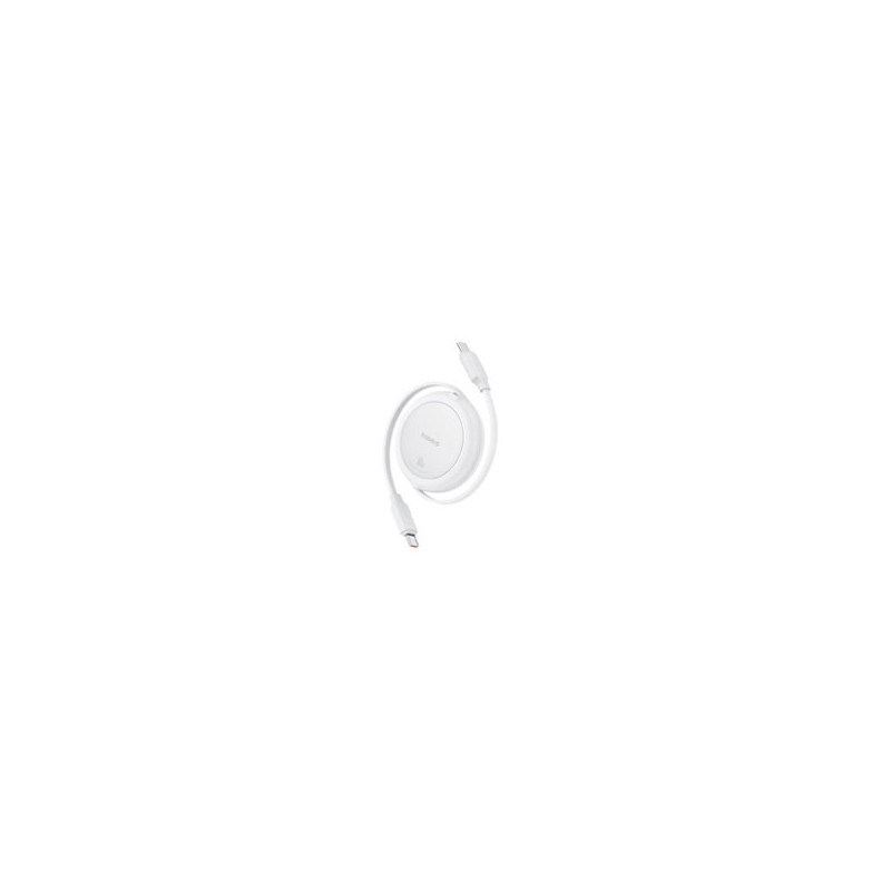 CABLE RETRACTIL BASEUS 1M, TIPO C A TIPO C, CABLE DE CARGA 60W, COLOR BLANCO