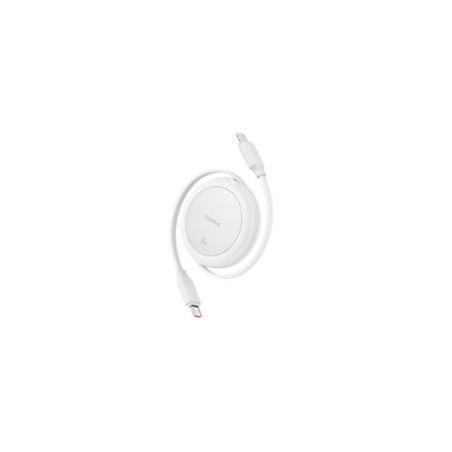 CABLE RETRACTIL BASEUS 1M, TIPO C A TIPO C, CABLE DE CARGA 60W, COLOR BLANCO