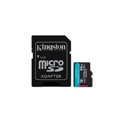 MEMORIA FLASH MICRO SD KINGSTON SDXC CANVAS GO PLUS 64GB 200MB/S UHS-I U3 V30 C/ADAPTADOR (SDCG4/64GB)