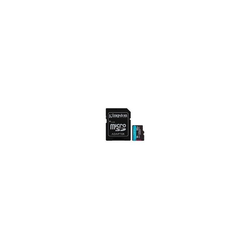 MEMORIA FLASH MICRO SD KINGSTON SDXC CANVAS GO PLUS 64GB 200MB/S UHS-I U3 V30 C/ADAPTADOR (SDCG4/64GB)
