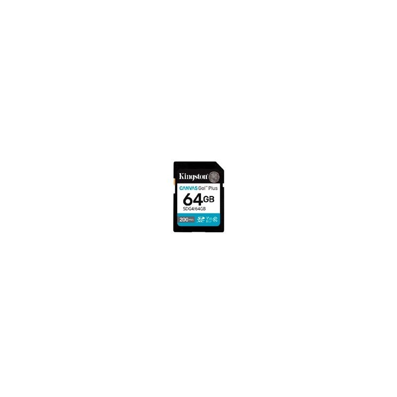 MEMORIA FLASH SD KINGSTON SDXC CANVAS GO PLUS 64GB 200MB/S C10 UHS-I U3 V30 (SDG4/64GB)