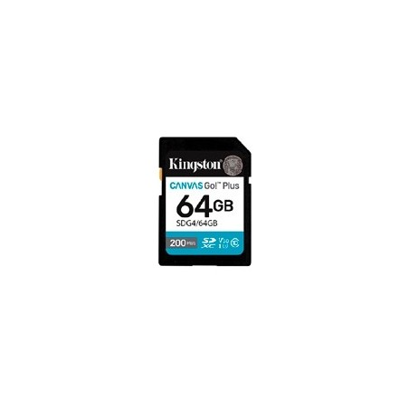MEMORIA FLASH SD KINGSTON SDXC CANVAS GO PLUS 64GB 200MB/S C10 UHS-I U3 V30 (SDG4/64GB)