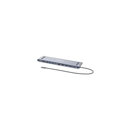 DOCKING/MANHATTAN/190305/ESTACIÓN DE CARGA / HUB MULTIPUERTO USB-C PD 12 EN 1 PARA TRES PANTALLAS 4K