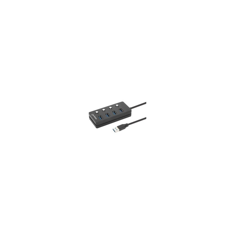 HUB/MANHATTAN/180887/HUB USB 3.2 CON 4 PUERTOS TIPO-A E INTERRUPTOR POR PUERTO