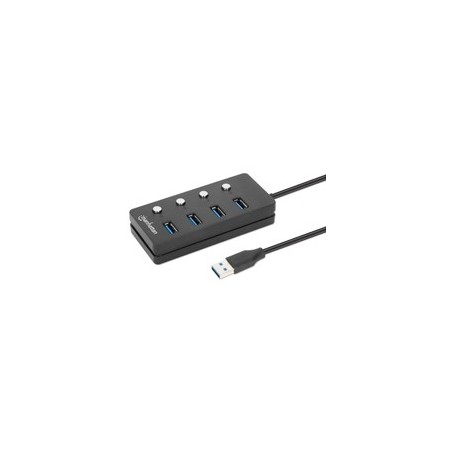 HUB/MANHATTAN/180887/HUB USB 3.2 CON 4 PUERTOS TIPO-A E INTERRUPTOR POR PUERTO