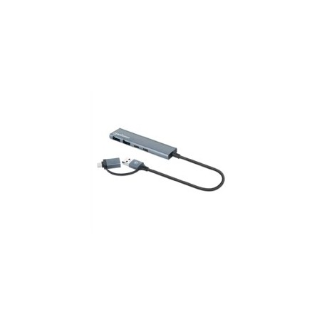 HUB/MANHATTAN/181075/HUB DE 4 PUERTOS USB 3.2, 2 USB-A Y 2 USB-C, CONECTOR ADAPTABLE DE USB-A A USB-C