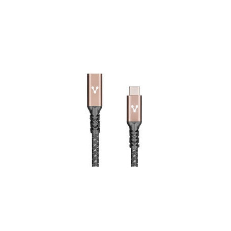 CABLE EXTENSIÓN VORAGO CAB-127 TIPO C HEMBRA-TIPO C MACHO 1 METRO 100W NEGRO