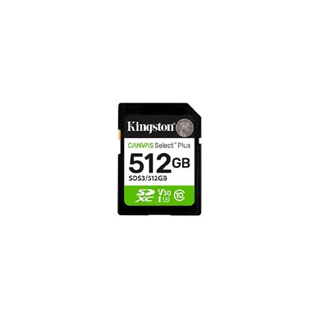 MEMORIA FLASH SD KINGSTON SDXC CANVAS SELECT 512GB 150MB/S C10 UHS-I U3 V30 (SDS3/512GB)