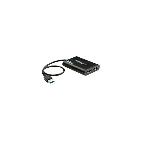 ADAPTADOR DE VIDEO EXTERNO USB 3.0 A DISPLAYPORT DOBLE 4K60 DISPLAYLINK - CABLE CONVERTIDOR USB 3.0 A DP DE VIDEO PARA MAC Y WI