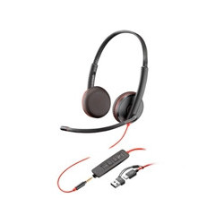 DIADEMA HP POLY 8X229A6 BLACKWIRE C3225 | ALAMBRICA BINAURAL USB-A USB-C Y 3,5 MM REDUCCION DE RUIDO CON MICROFONO CONTROL EN E