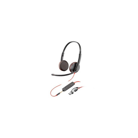 DIADEMA HP POLY 8X229A6 BLACKWIRE C3225 | ALAMBRICA BINAURAL USB-A USB-C Y 3,5 MM REDUCCION DE RUIDO CON MICROFONO CONTROL EN E