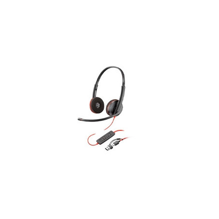 DIADEMA HP POLY 8X228A6 BLACKWIRE C3220 | ALAMBRICA BINAURAL | USB-A USB-C | REDUCCION DE RUIDO CON MICROFONO | CONTROL EN EL C