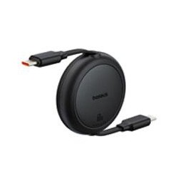 CABLE RETRACTIL BASEUS 1M, TIPO C A TIPO C, CABLE DE CARGA 60W, COLOR NEGRO