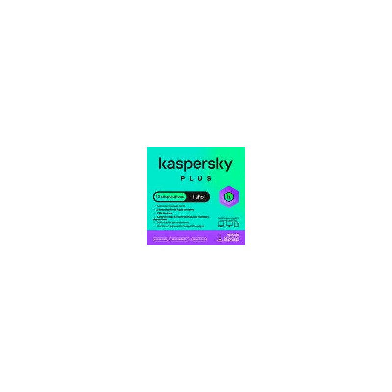 ESD KASPERSKY PLUS 10 DISP 5 CUENTAS KPM 1 AÑO
