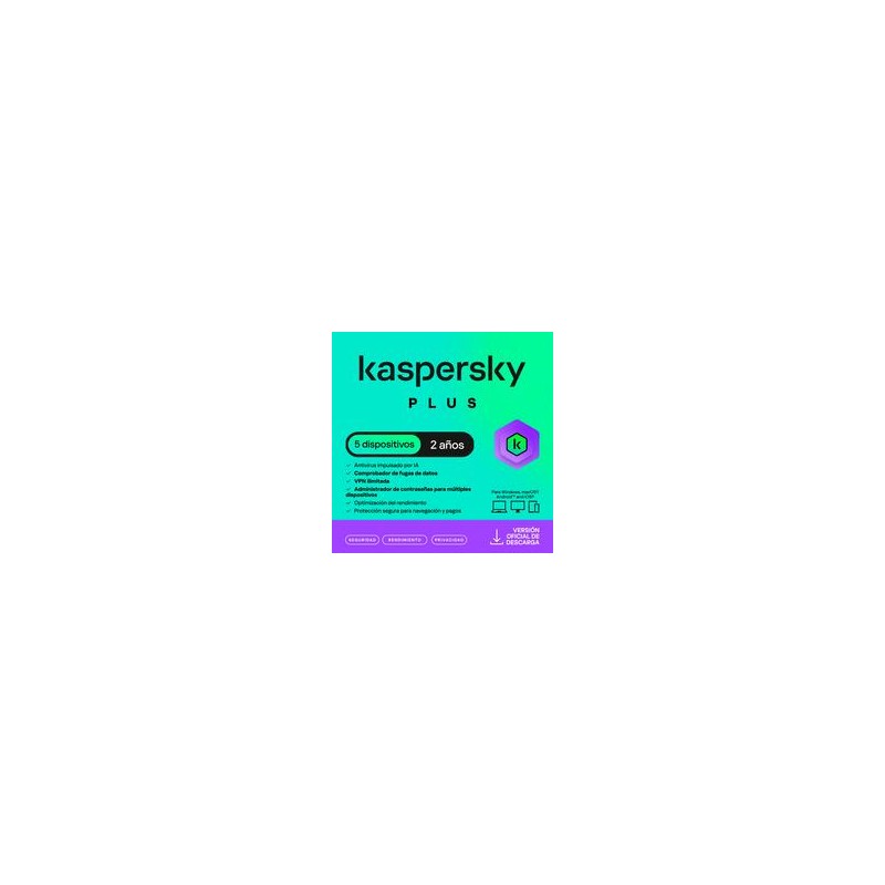 ESD KASPERSKY PLUS 5 DISP 3 CUENTAS KPM 2 AÑOS