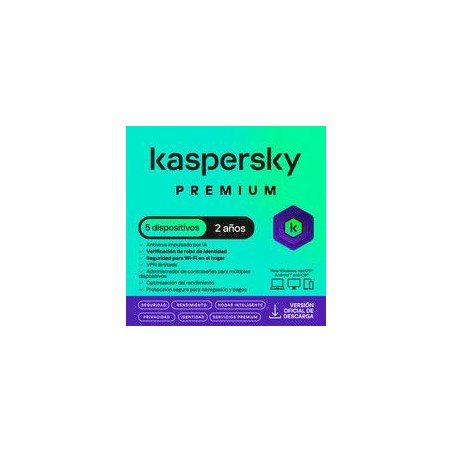 ESD KASPERSKY PREMIUM 5 DISP 3 CUENTAS KPM 2 AÑOS