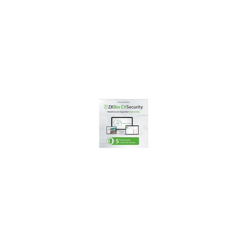 LICENCIA PARA ZKBIO CVSECURITY PERMITE GESTIONAR HASTA 5 PUERTAS PARA CONTROL DE ACCESO
