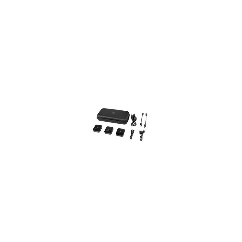 KIT 2 MICRÓFONOS LAVALIER / GAME FACTOR / MCL650 USB C, 2.4GHZ, ULTRA BAJA LAT, CANC DE RUIDO, NEGRO.