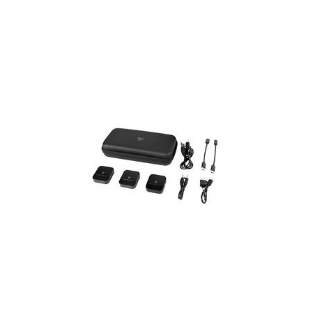 KIT 2 MICRÓFONOS LAVALIER / GAME FACTOR / MCL650 USB C, 2.4GHZ, ULTRA BAJA LAT, CANC DE RUIDO, NEGRO.