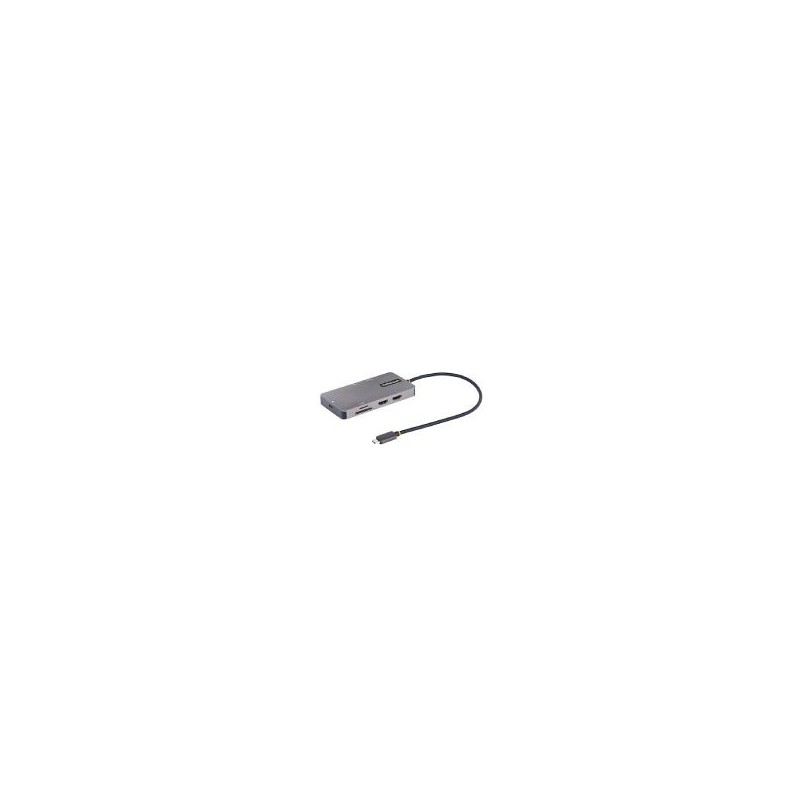 ADAPTADOR MULTIPUERTOS USB C 2X HDMI 4K 60HZ, HUB USB-A 3.1 2PT 5GBPS, PD 100W, GBE, SD/MICROSD, CABLE DE 30CM, DOCKING STATION