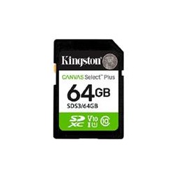 MEMORIA FLASH SD KINGSTON SDXC CANVAS SELECT 64GB 100MB/S C10 UHS-I U1 V10 (SDS3/64GB)