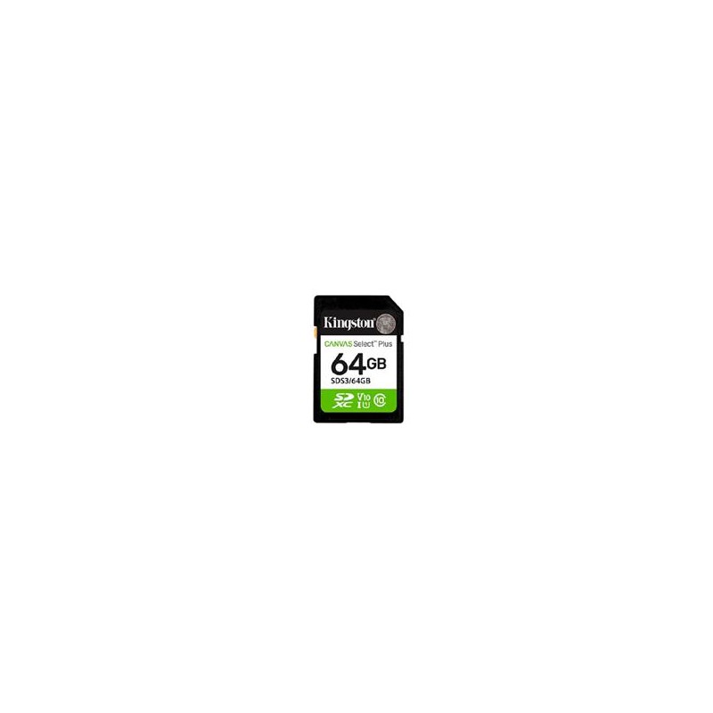 MEMORIA FLASH SD KINGSTON SDXC CANVAS SELECT 64GB 100MB/S C10 UHS-I U1 V10 (SDS3/64GB)