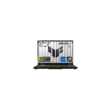 LAPTOP ASUS TUF GAMING F16, CORE I7-14650HX, 16GB, 1TB SSD, 16 PULGADAS FHD, WIN 11 HOME, COLOR JAEGER GRAY, RTX 5060 8GB GDDR7