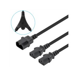 CABLEDECORRIENTE/MANHATTAN/157469/DE ALIMENTACIÓN DIVISOR EN Y, UN CONECTOR C14 A 2 X C13, 1.8 M
