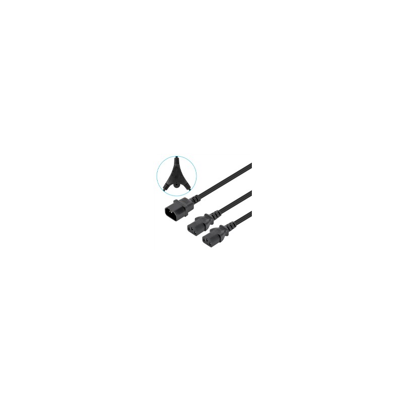 CABLEDECORRIENTE/MANHATTAN/157469/DE ALIMENTACIÓN DIVISOR EN Y, UN CONECTOR C14 A 2 X C13, 1.8 M