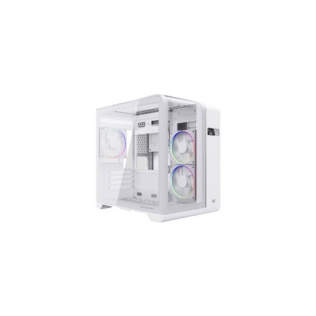 GABINETE GAMER BALAM ROUSH TANK EXPERT CURVE 6400 / MINI TORRE /MAX MB M-ATX / GPU 350 MM / ARGB / PANELES DE CRISTAL / BLANCO