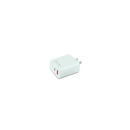 CARGADOR PARA PARED AU-350 QUICK CHARGE 3.0A PD 20W USB A Y TIPO C BLANCO