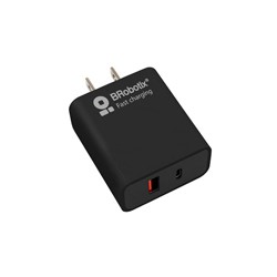 CARGADOR 18W CARGA RÁPIDA DUAL USB V3.0, 1 PUERTO TIPO A Y 1 PUERTO TIPO C, NEGRO