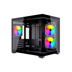 GABINETE GAMER BALAM RUSH TANK CORE PRO GI925 / MINI TORRE / MICRO-ATX, MINI ITX / INCLUYE 3 VENTILADORES ARGB 120 MM / CRISTAL