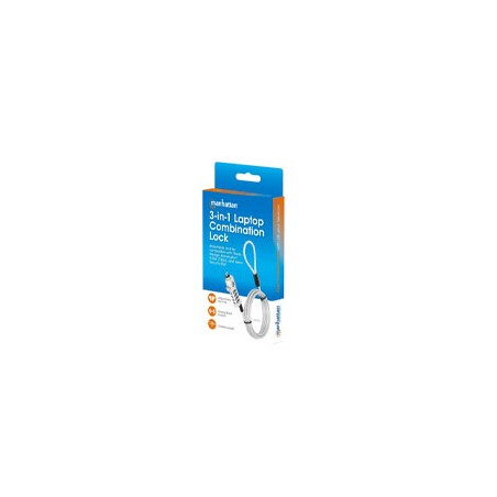 CANDADOS/MANHATTAN/440301/CANDADO CON COMBINACIÓN PARA LAPTOP 3 EN 1, NOBLE-WEDGE®, NANO Y K-SLOT