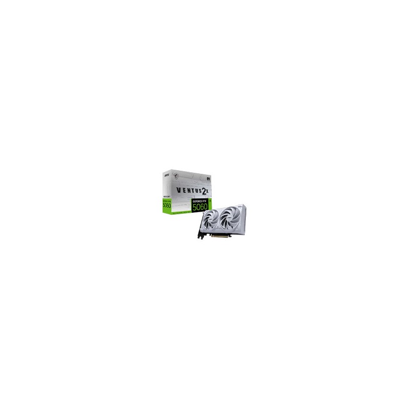 TARJETA DE VIDEO MSI GEFIORCE RTX 5060 8G VENTUS 2X OC WHITE PCIE4 X 8/8GB/GDDR6/ESTANDAR/1HDMI/1XDP/DL-DVI-D X 1GAMA MEDIA /GA