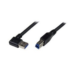 CABLE 1M USB 3.0 (5GBPS) SUPER SPEED USB B MACHO A USB A MACHO ACODADO EN ÁNGULO A LA DERECHA - NEGRO