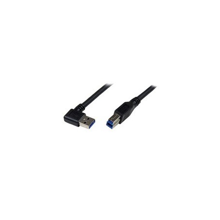 CABLE 1M USB 3.0 (5GBPS) SUPER SPEED USB B MACHO A USB A MACHO ACODADO EN ÁNGULO A LA DERECHA - NEGRO