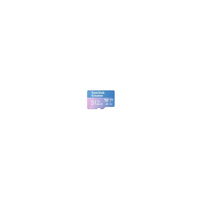 MEMORIA SANDISK MICRO SDXC CREATOR 512GB LECT 190MB/S ESC 130MB/S GRABA 4K/5.3K  SDSQXAV-512G-GN6MS