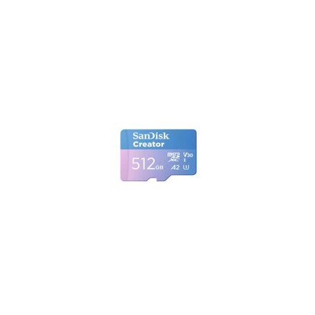 MEMORIA SANDISK MICRO SDXC CREATOR 512GB LECT 190MB/S ESC 130MB/S GRABA 4K/5.3K  SDSQXAV-512G-GN6MS