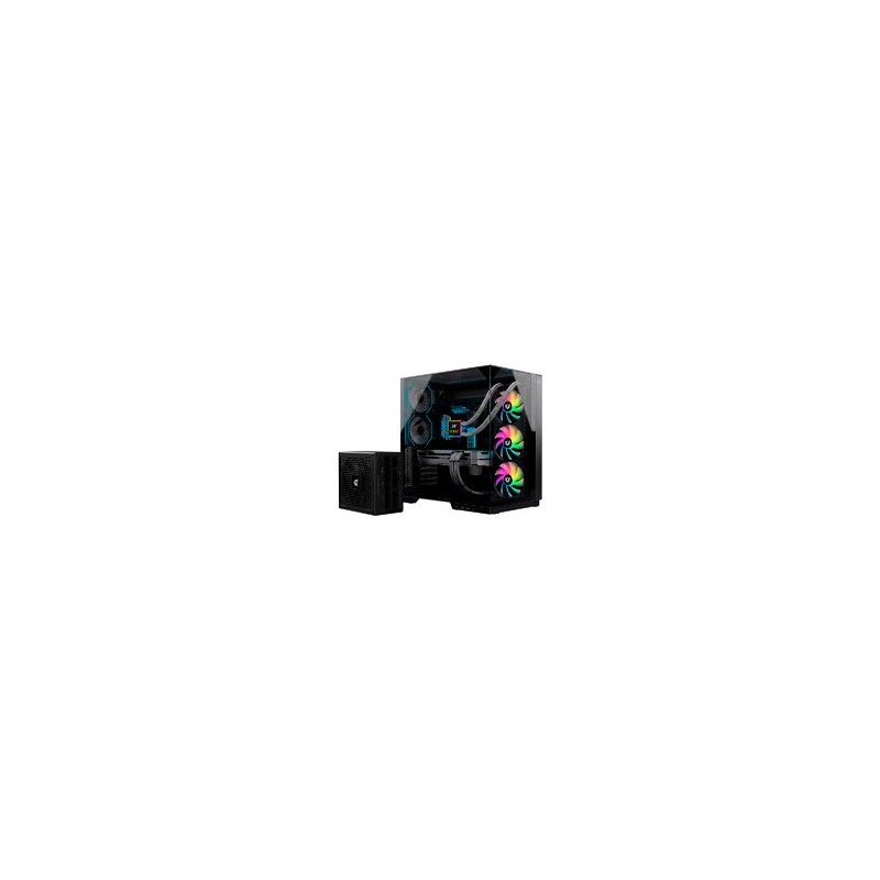 BUNDLE GABINETE GAMER BALAM RUSH TANK MAJESTIC 7600 / MEDIA TORRE / ATX, MICRO ATX, ITX / INCLUYE FUENTE DE PODER GR BURST GR75