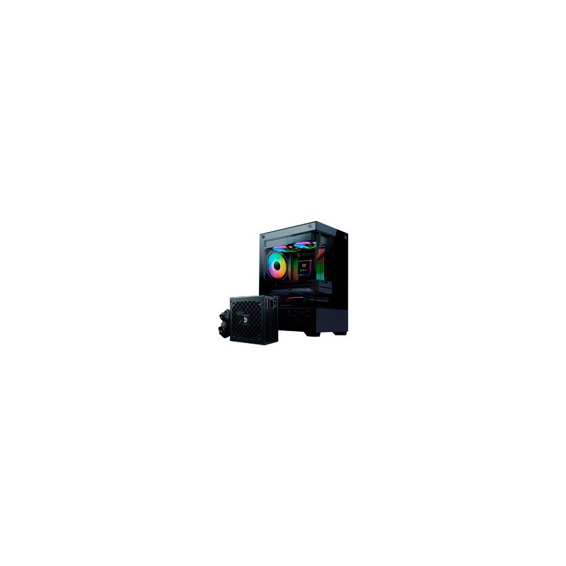 BUNDLE GABINETE GAMER BALAM RUSH NITROX GLOW CRYSTAL 4700 / MINI TORRE / MICRO ATX, MINI ITX / INCLUYE FUENTE DE PODER GR BURST