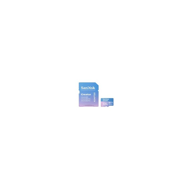 MEMORIA SANDISK MICRO SDXC CREATOR 128GB LECT 190MB/S ESC 90MB/S GRABA 4K/5.3K  SDSQXAA-128G-GN6MS