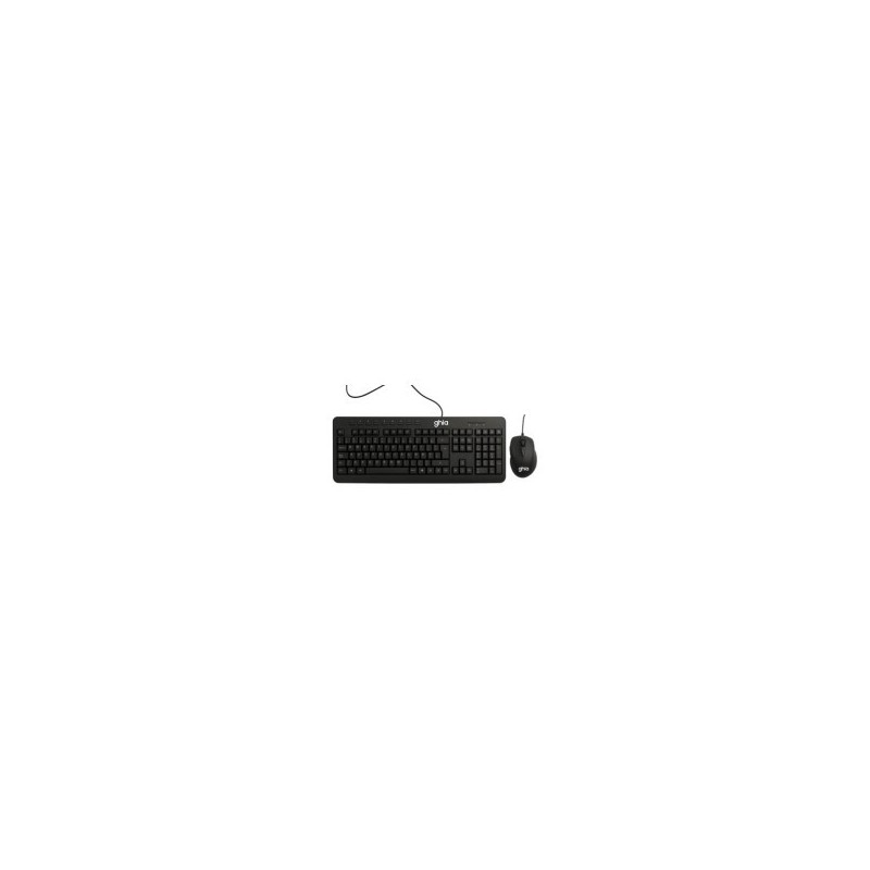 GHIA / KIT TECLADO Y MOUSE / ALAMBRICO / ERGONOMICOS / MULTIMEDIA / USB / COLOR NEGRO