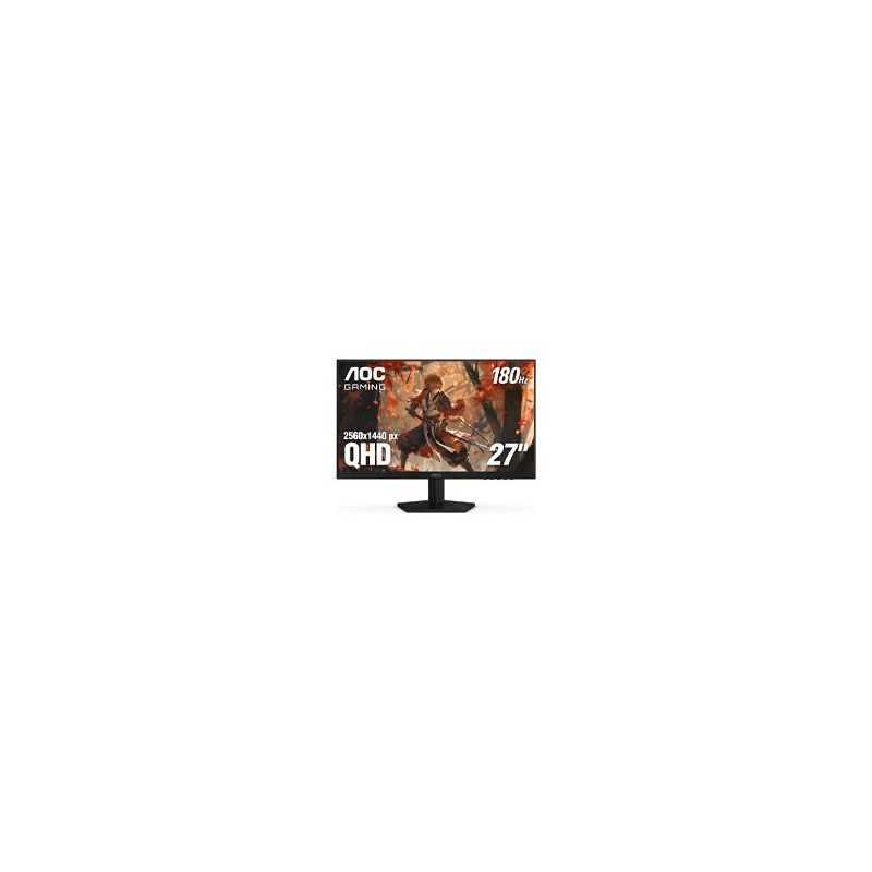 MONITOR GAMER AOC Q27G4XN / PANEL VA / 180 HZ / T. DE.R 1 MS / ADAPTIVE SYNC /  FLICKER FREE / COLOR NEGRO Y GRIS / HDMI / VGA